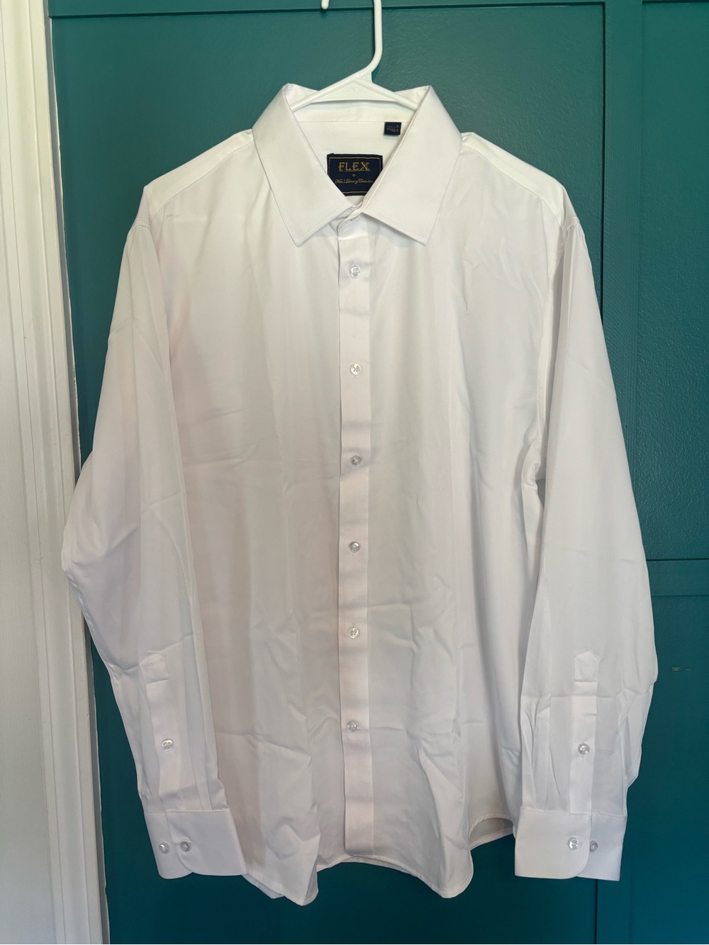 Flex Men’s Luxury Collection Button Down Dress Shirt White Size Large